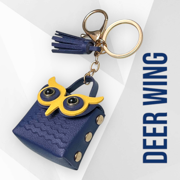 Owl Bag Charm Keychain-Navy Blue