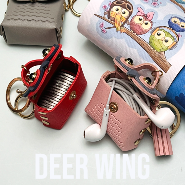 Owl Bag Charm Keychain-Navy Blue - Image 3