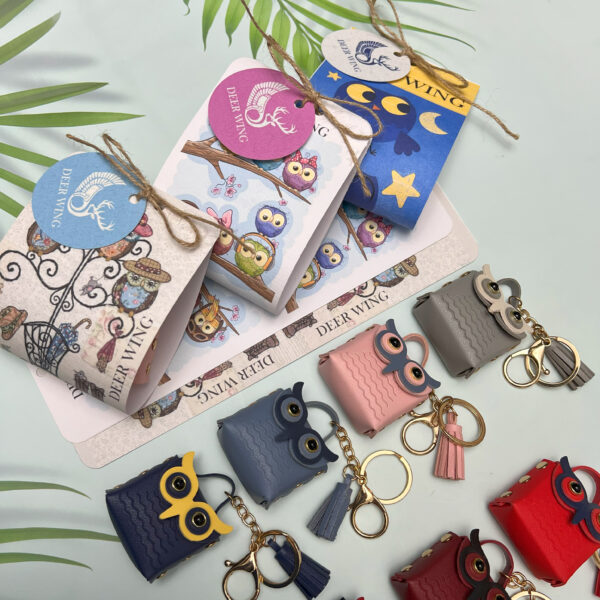 Owl Bag Charm Keychain-Red - Image 4