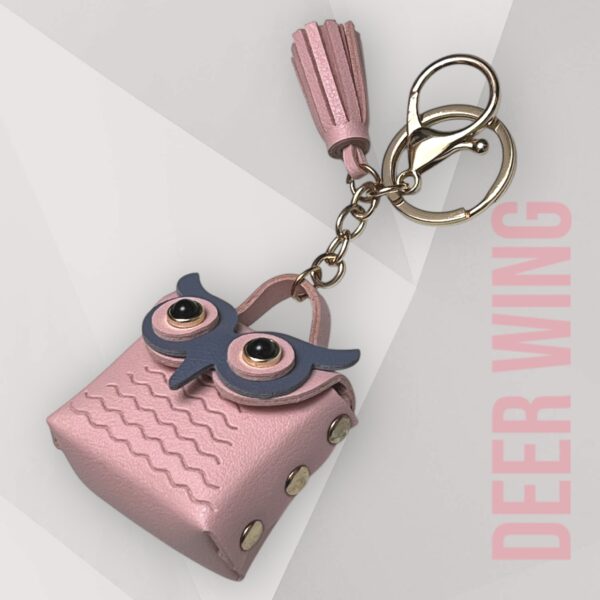 Owl Bag Charm Keychain-Pink