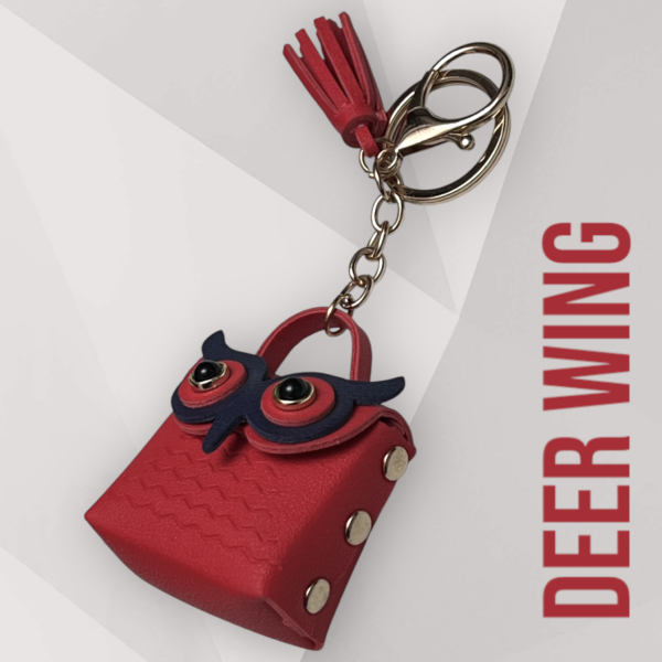 Owl Bag Charm Keychain-Red