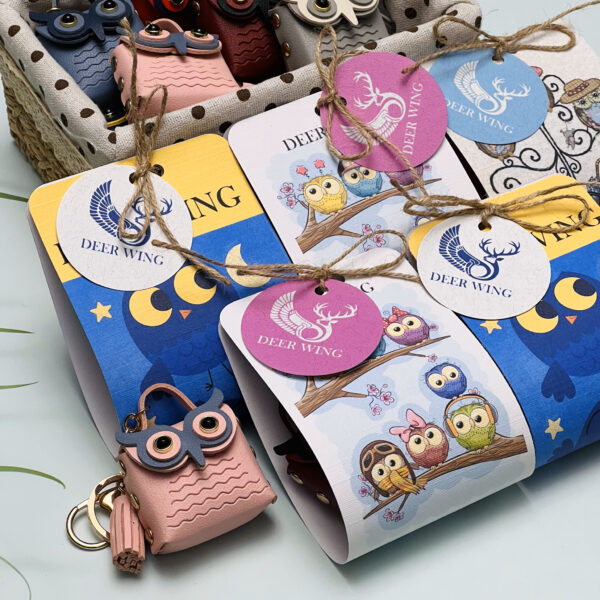 Owl Bag Charm Keychain-Pink - Image 4
