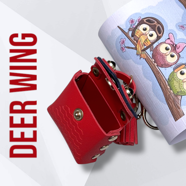 Owl Bag Charm Keychain-Red - Image 2
